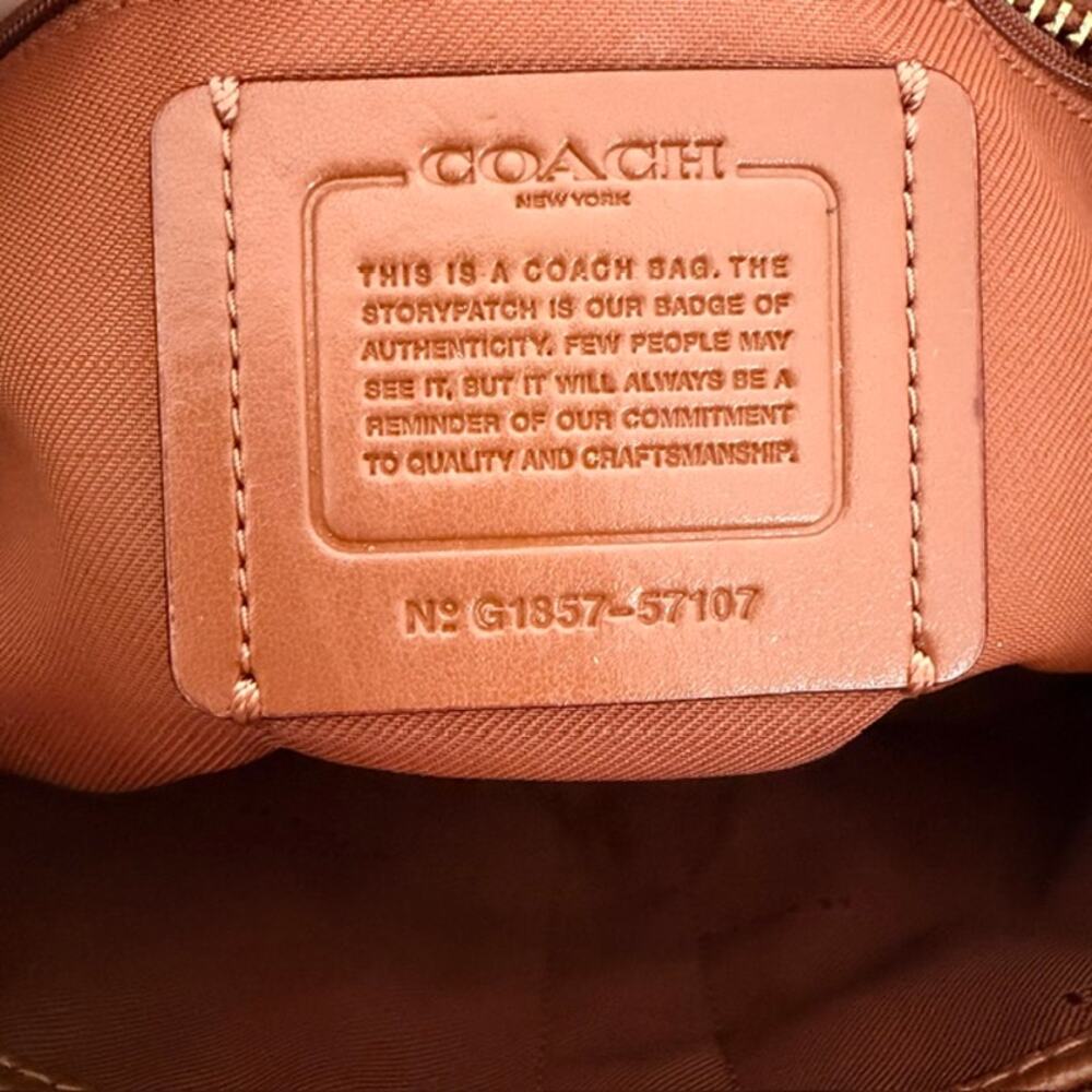 Coach Turnlock Gold Chain Tote Saddle Brown Polished Pebble Leather Gold No Tag - Picture 6 of 16